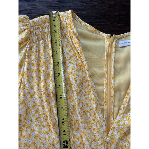 Faithfull The Brand Midi Dress Women’s Medium Floral Yellow Ari - Picture 9 of 14